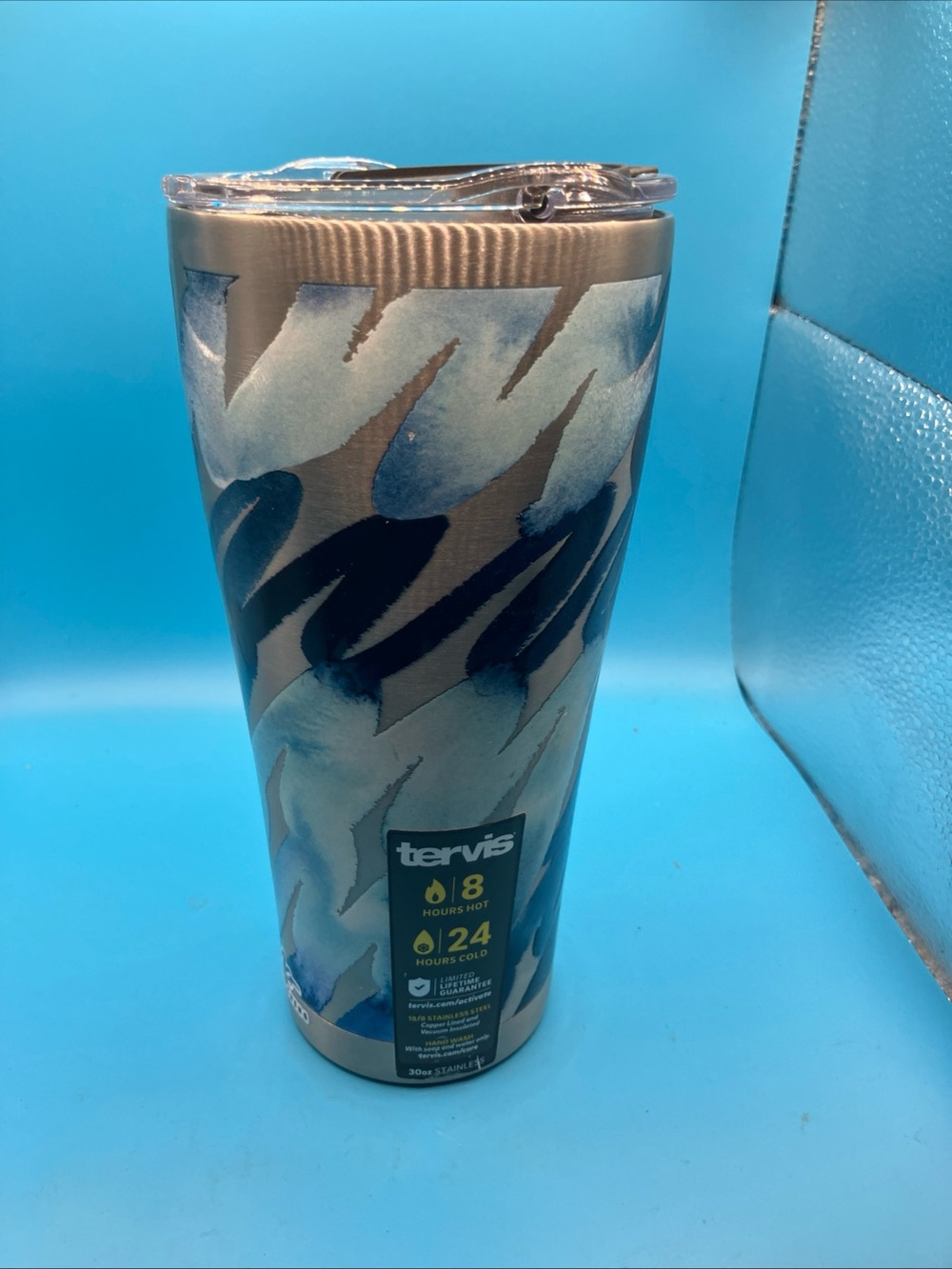 TERVIS 30 OZ. TUMBLER YAO CHENG DESIGN SCRIBBLES IN BLUE 8 HRS HOT / 24 HRS COLD